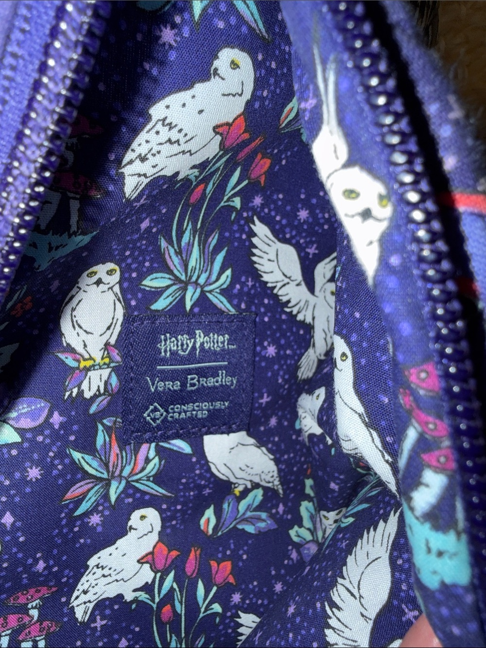 Vera Bradley Harry Potter Forbidden Forest Mini Sling Backpack, Purple. - Picture 6 of 6